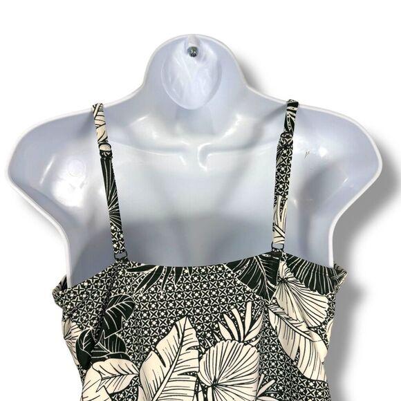 Kona Sol Swimsuit Womens Large Green White Tropical Leaf Print One-Piece - Picture 6 of 9